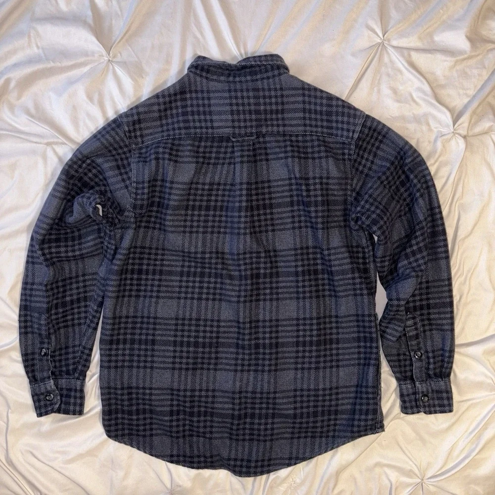 ORVIS Flannel Shirt Mens Medium Gray Plaid Long Sleeve Button Up Outdoor Casual